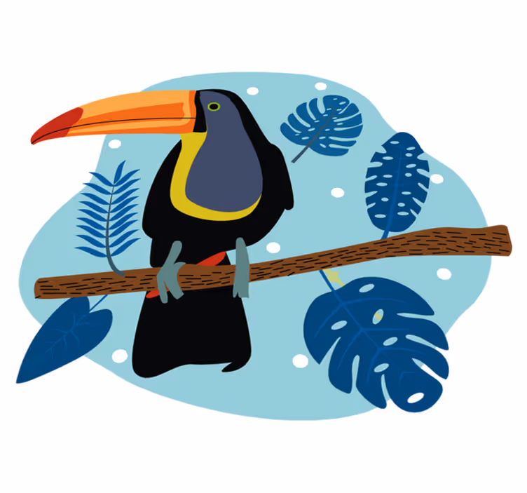 Tropical toucan perched animal vinyl rug - TenStickers