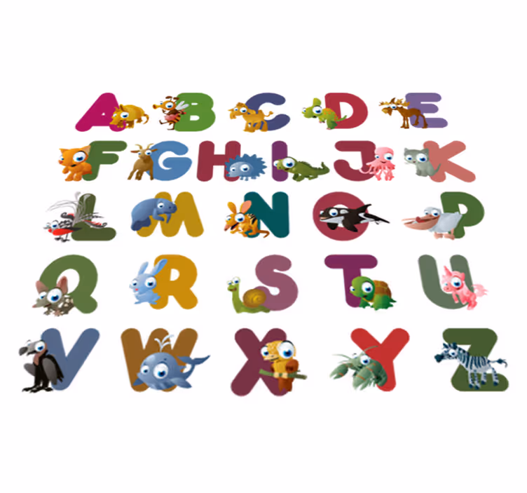 Animal vinyl rug with animal alphabet design - TenStickers