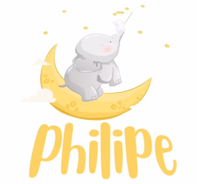 Customizable name elephant and rabbit vinyl rug - TenStickers