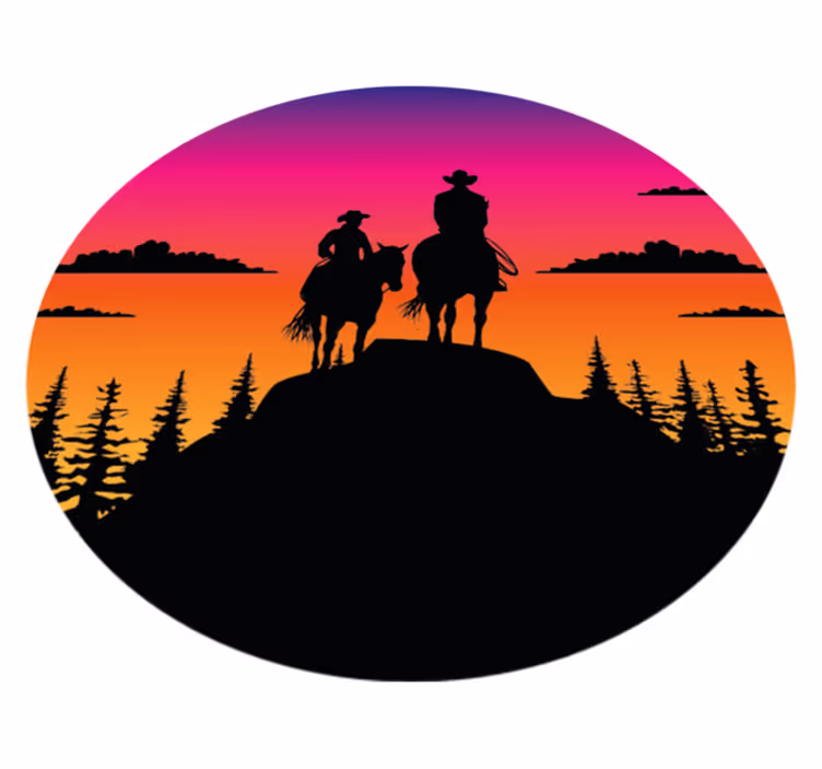 Animal vinyl rug with wild west mountains and horses - TenStickers