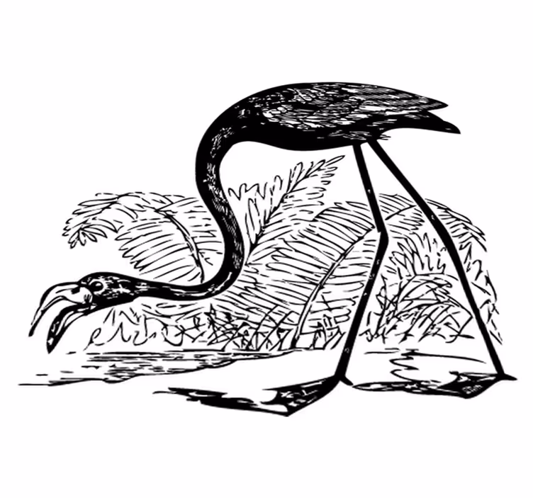 Flamingo with ferns animal vinyl rug - TenStickers