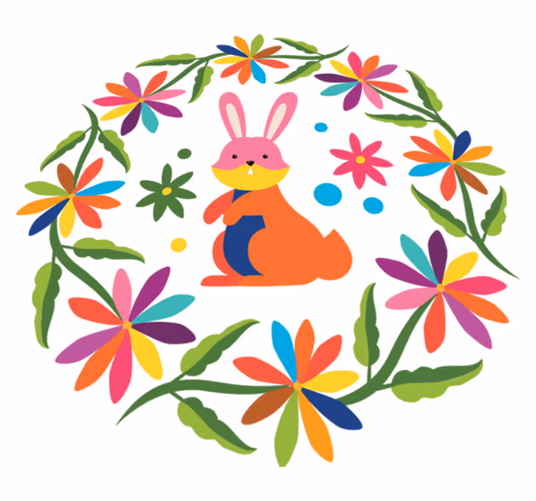 Animal vinyl rug colorful bunny design - TenStickers