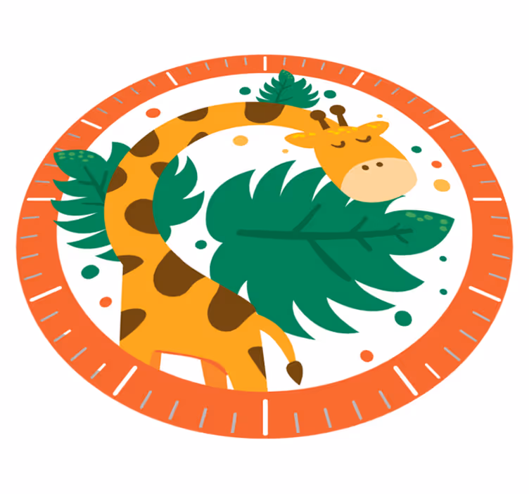 Animal vinyl rug with giraffe clock for kids - TenStickers