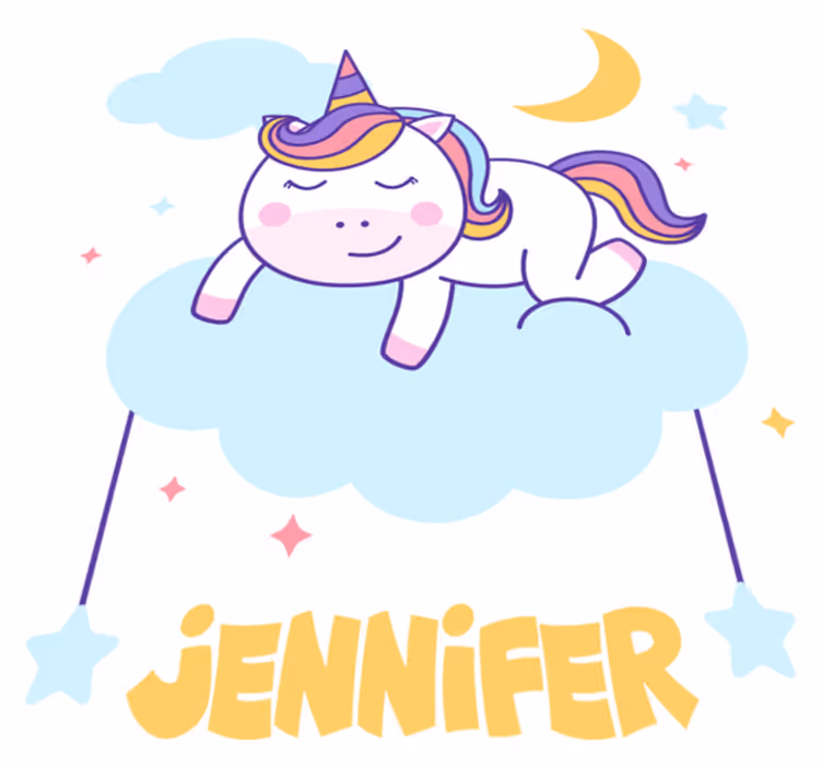 Animal vinyl rug with personalised sleeping unicorn - TenStickers