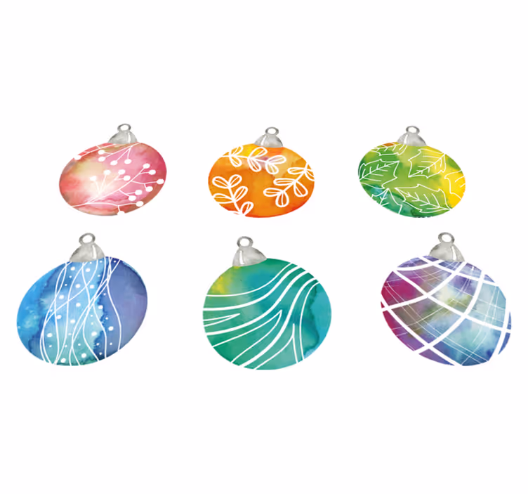 Christmas vinyl rug watercolor christmas ball ornaments - TenStickers