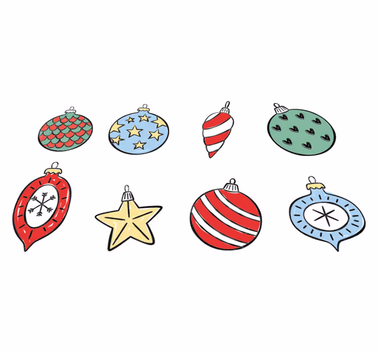 Christmas vinyl rug set of vintage christmas ornaments - TenStickers