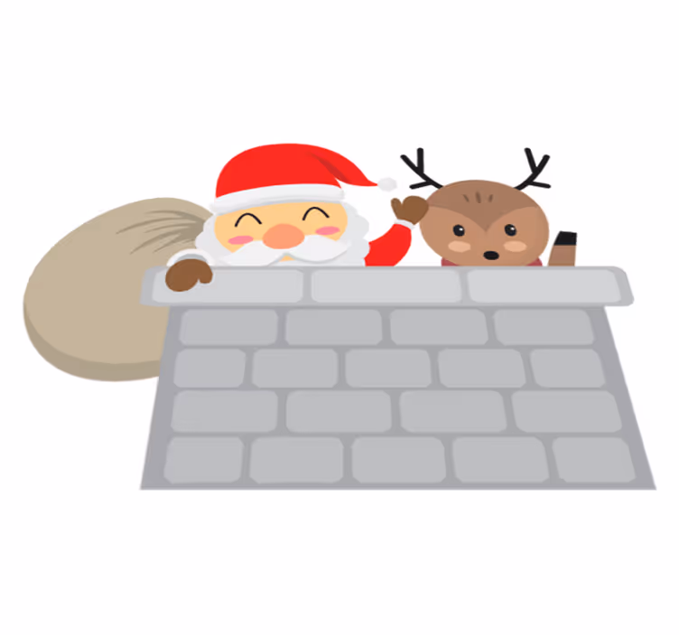 Christmas vinyl rug santa and reindeer - TenStickers