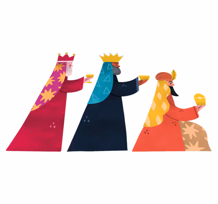 Christmas vinyl rug watercolor three kings - TenStickers