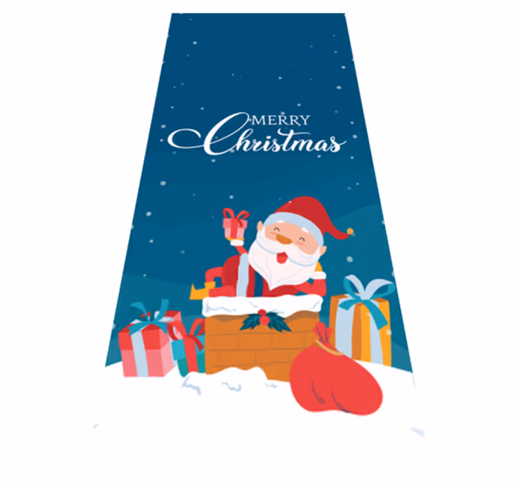 Christmas vinyl rug we celebrate with santa claus - TenStickers