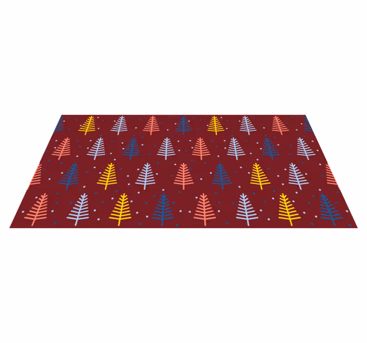Christmas vinyl rug with colorful pine tree design - TenStickers