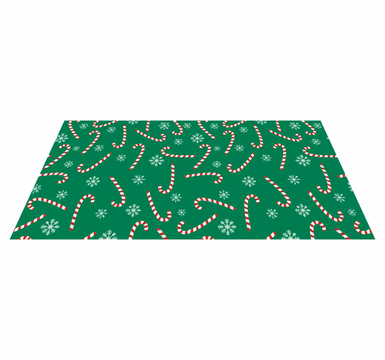 Christmas vinyl rug with candy cane design - TenStickers
