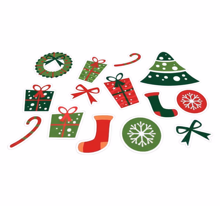 Christmas vinyl rug with classic holiday motifs - TenStickers