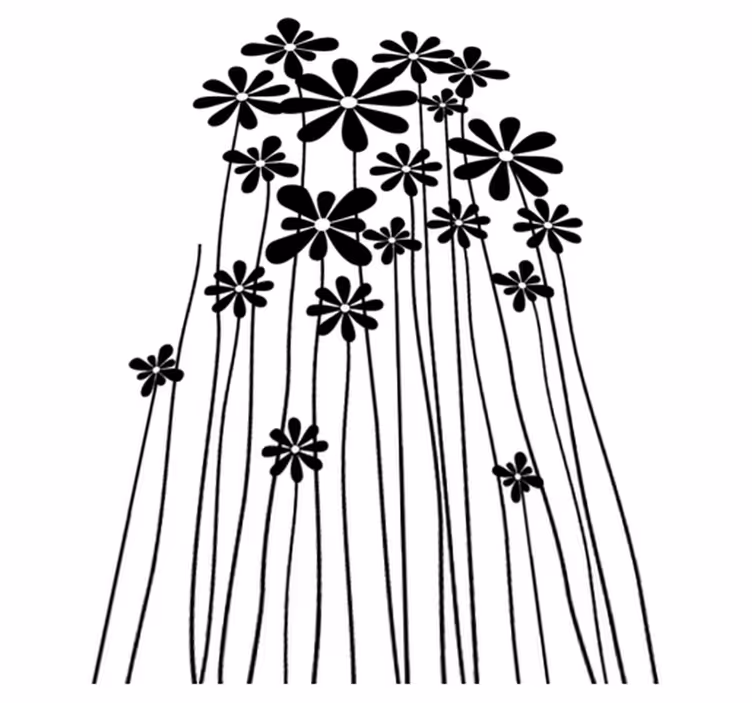 Floral vinyl rug with large black flowers - TenStickers