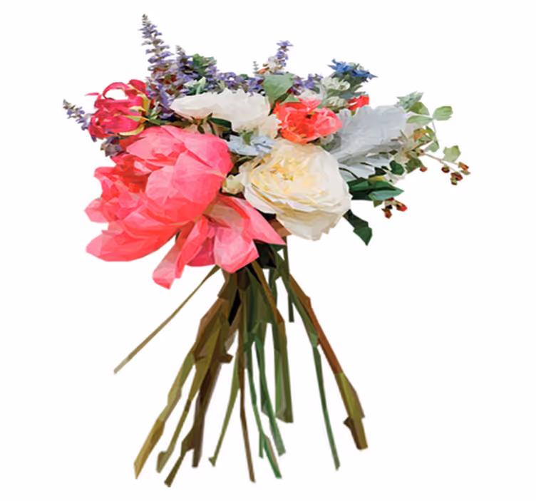 Floral vinyl rug in geometric bouquet design - TenStickers