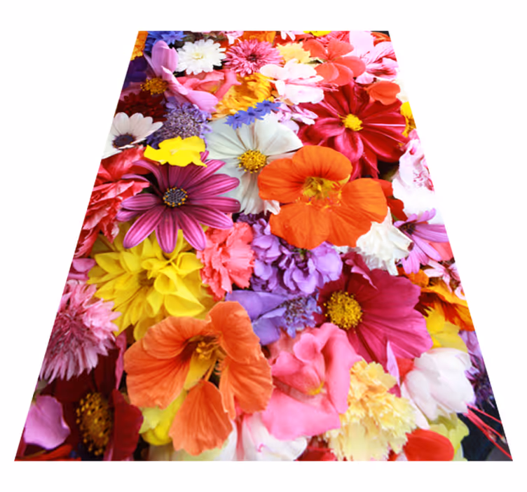 Floral vinyl rug with a bounty of colorful blooms - TenStickers