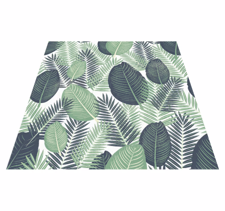 Floral vinyl rug with large green plants - TenStickers