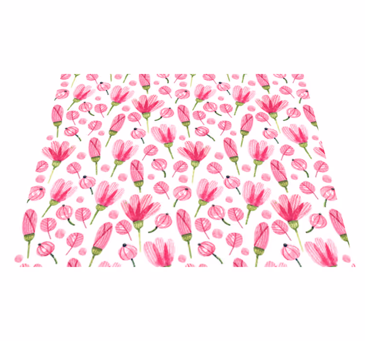 Floral vinyl rug pink watercolor flowers - TenStickers