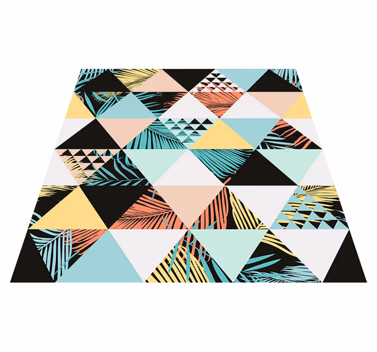 Floral vinyl rug tropical triangles design - TenStickers