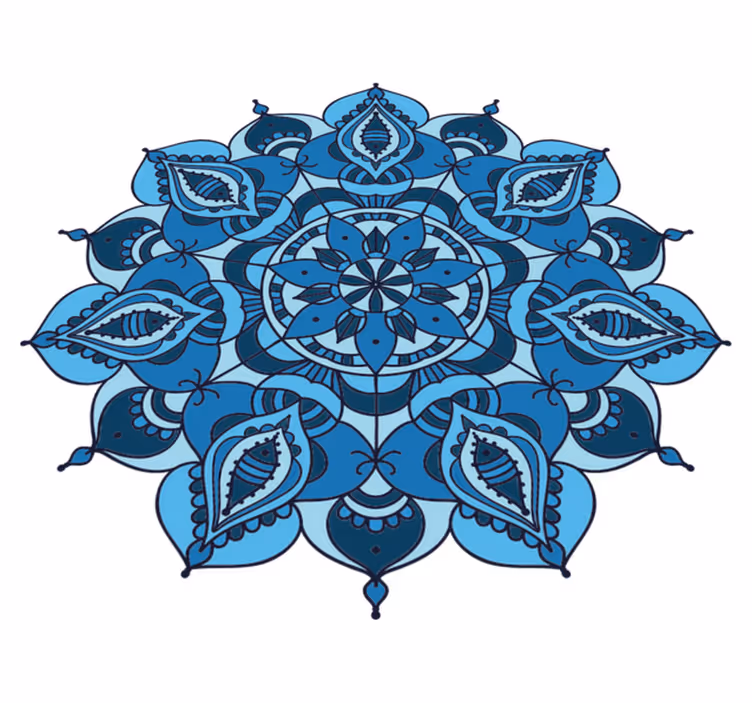Floral vinyl rug lotus blue mandala - TenStickers
