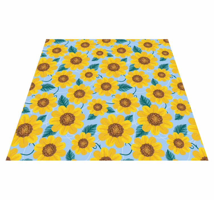Floral vinyl rug with sunflower patterns - TenStickers
