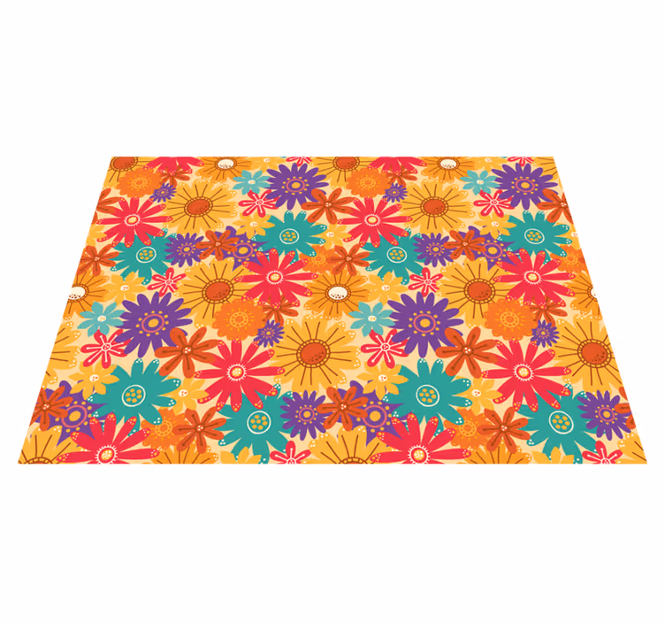Floral vinyl rug abundant in flowers - TenStickers