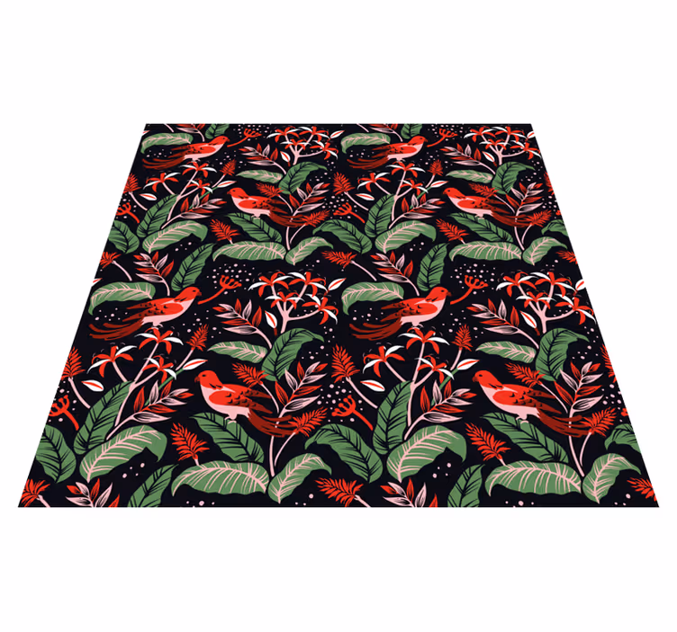 Tropical floral design floral vinyl rug - TenStickers