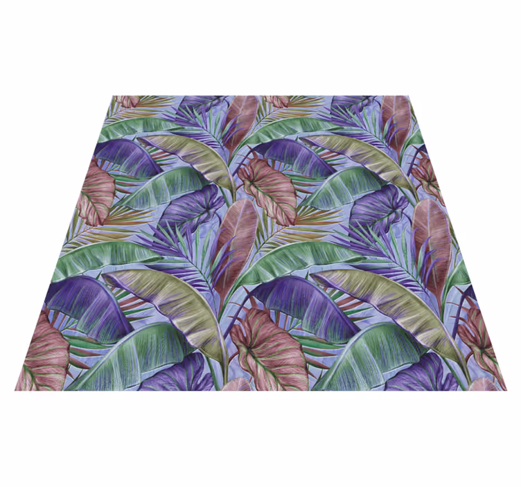 Floral vinyl rug tropical leaf design - TenStickers