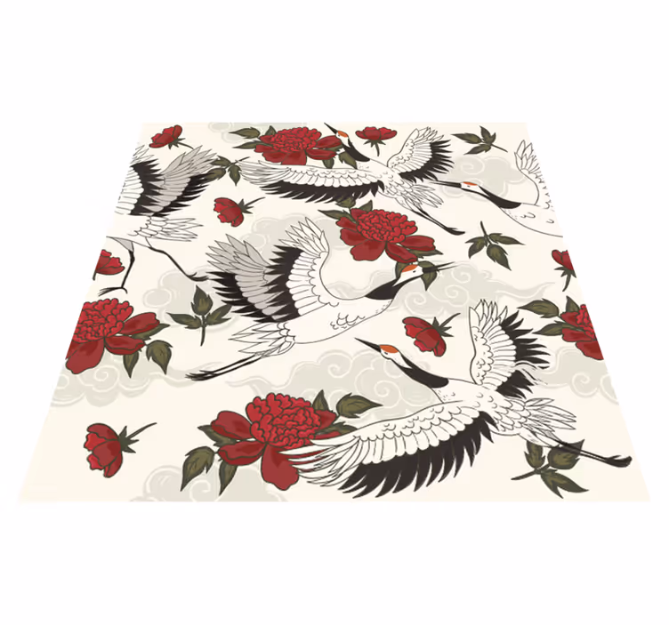 Floral vinyl rug in soothing natural hues - TenStickers