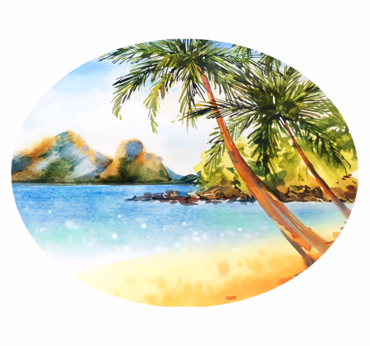 Floral vinyl rug watercolor palms - TenStickers