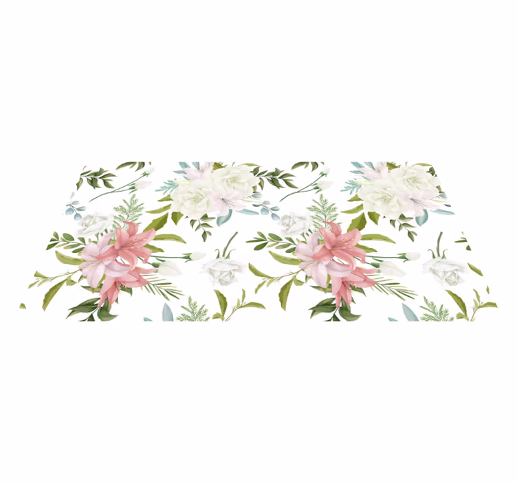 Floral vinyl rug in a minimalistic garden design - TenStickers