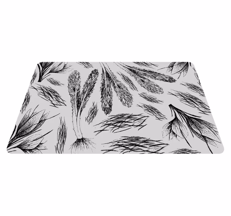Floral vinyl rug in dried grey pattern - TenStickers