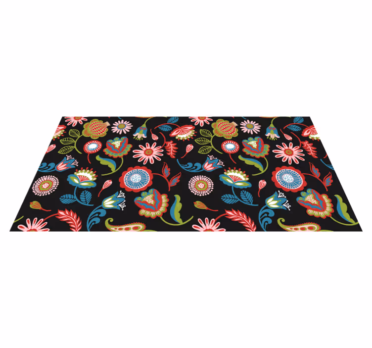 Floral vinyl rug with vibrant folk design - TenStickers