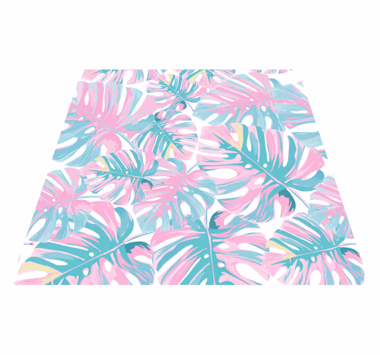 Floral vinyl rug with delightful monstera design - TenStickers