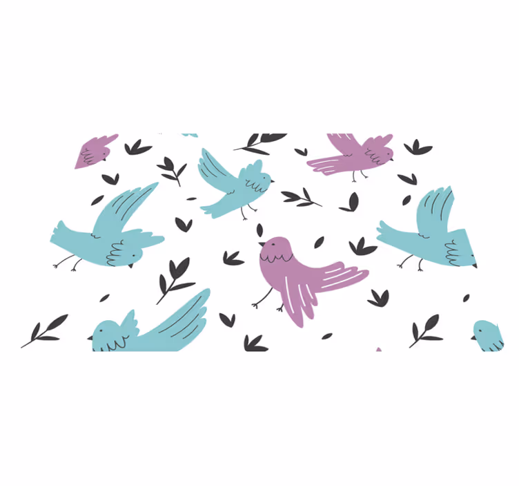 Blue and purple birds animal vinyl rug - TenStickers