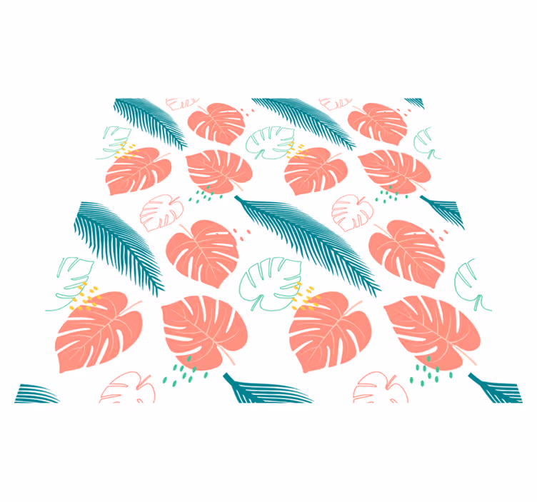 Pink tropical leaves patterned floral vinyl rug - TenStickers