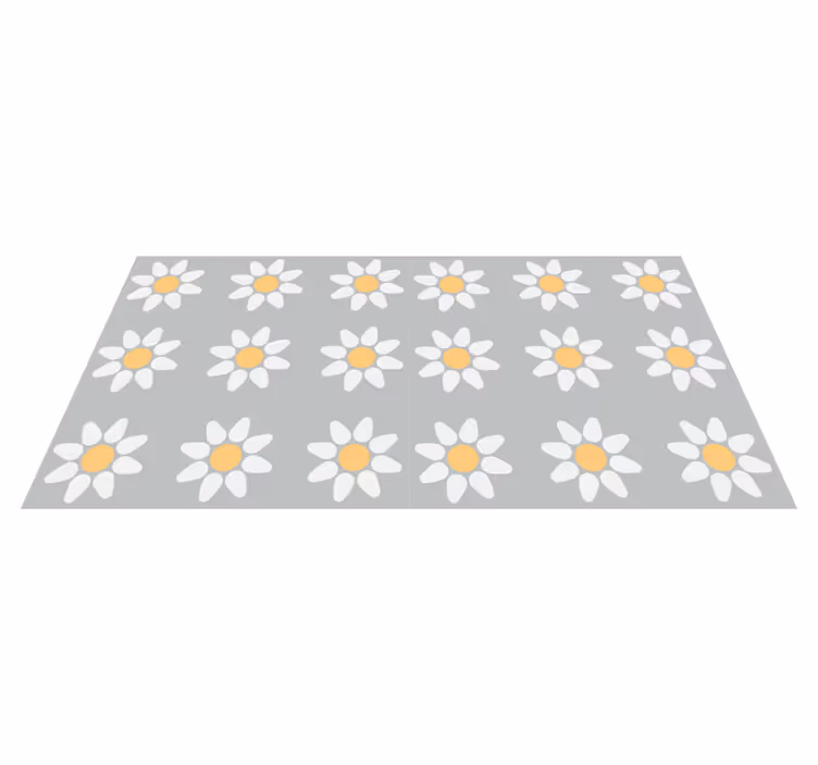 Floral vinyl rug daisy design - TenStickers