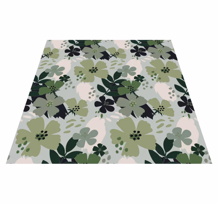 Floral vinyl rug with green leaf pattern - TenStickers