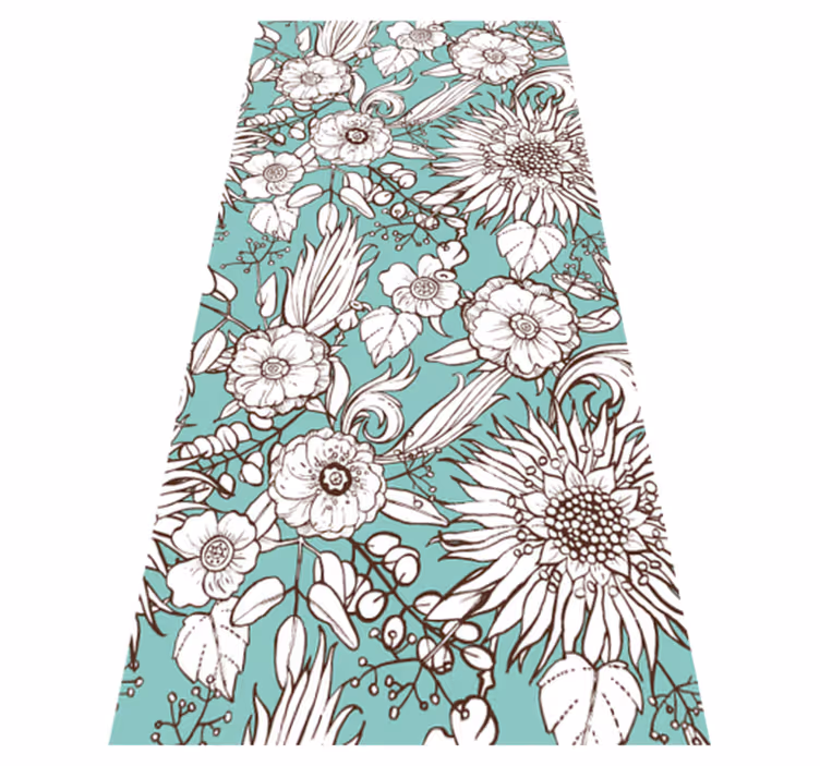 Floral vinyl rug with sunflowers pattern - TenStickers