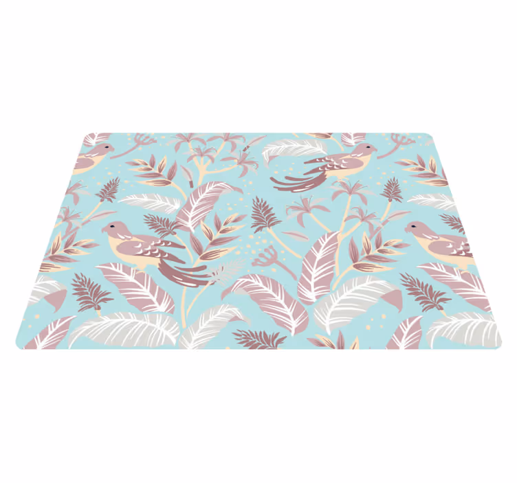 Floral vinyl rug with blue and pink floral design - TenStickers