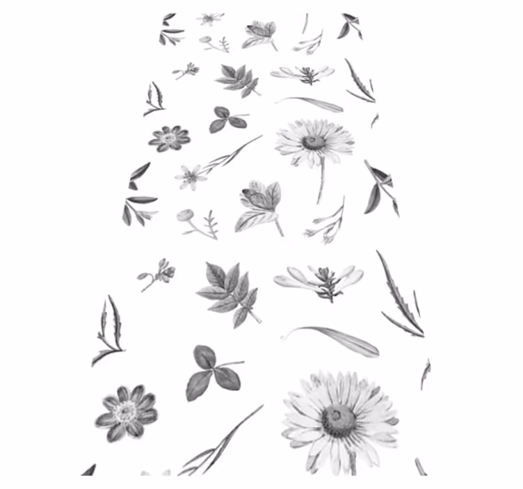 Floral vinyl rug in gray spring flowers - TenStickers