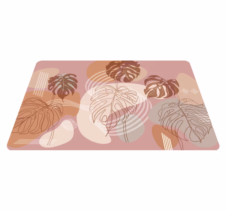 Floral vinyl rug with leaf pattern design - TenStickers