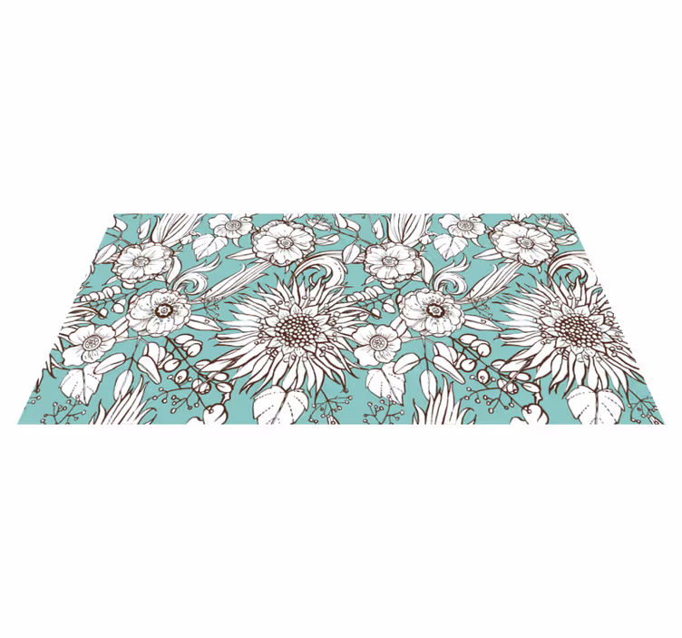 Floral vinyl rug with sunflower design - TenStickers