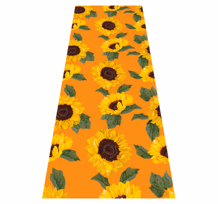 Floral vinyl rug in orange sunflower design - TenStickers