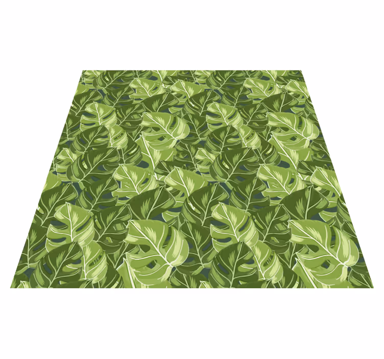 Floral vinyl rug with monstera plant design - TenStickers