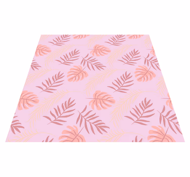 Floral vinyl rug in pink tropical leaf design - TenStickers