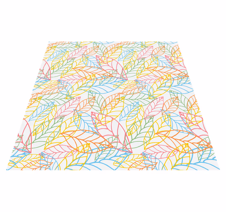 Floral vinyl rug with neon leaves pattern - TenStickers