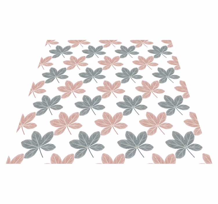Floral vinyl rug pink and blue leaves design - TenStickers