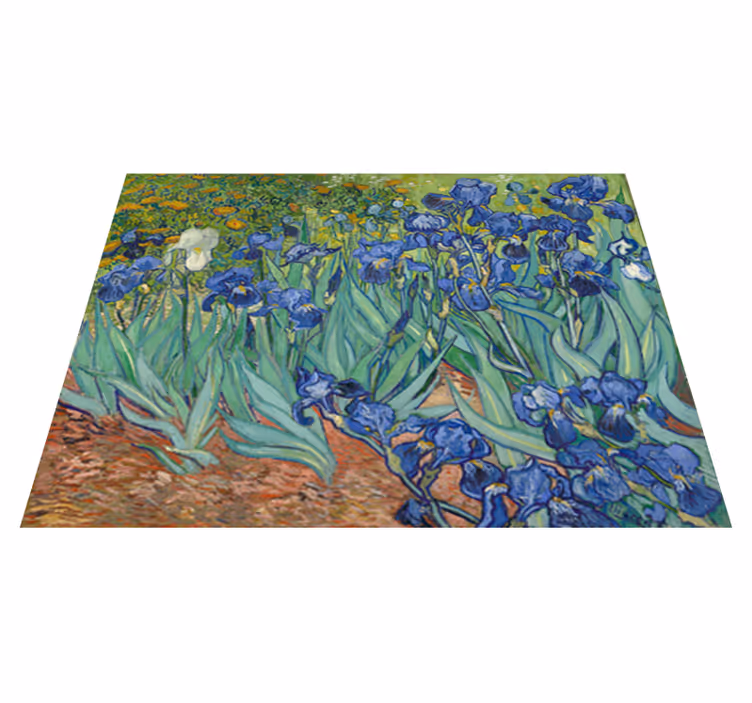 Floral vinyl rug inspired by van gogh flowers - TenStickers