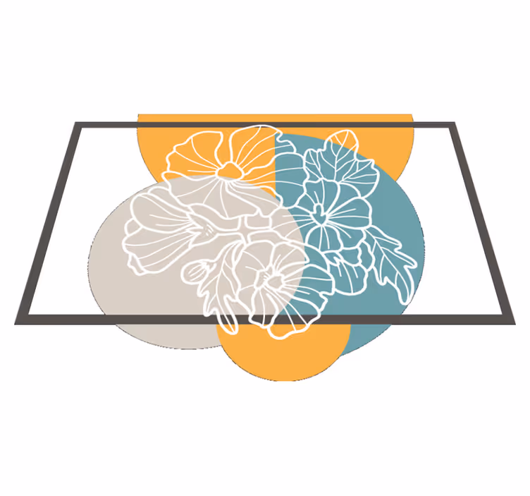 Flower rug cute minimalist rectangle and flowers - TenStickers