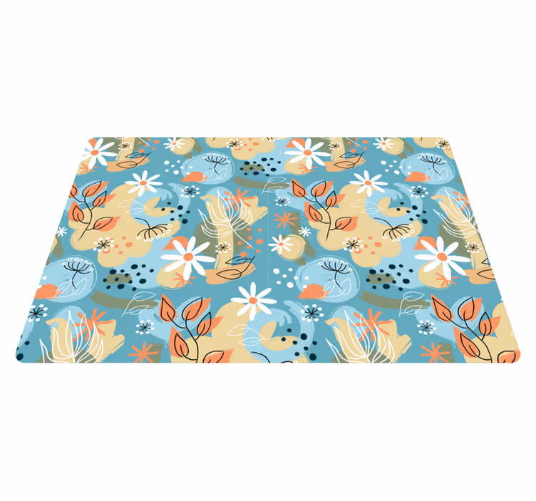 Floral vinyl rug with abstract flat design - TenStickers